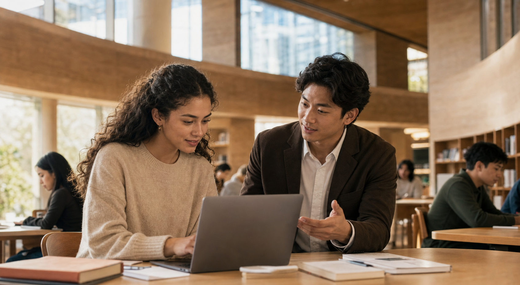 A student reviewing matched programme options with an admissions advisor